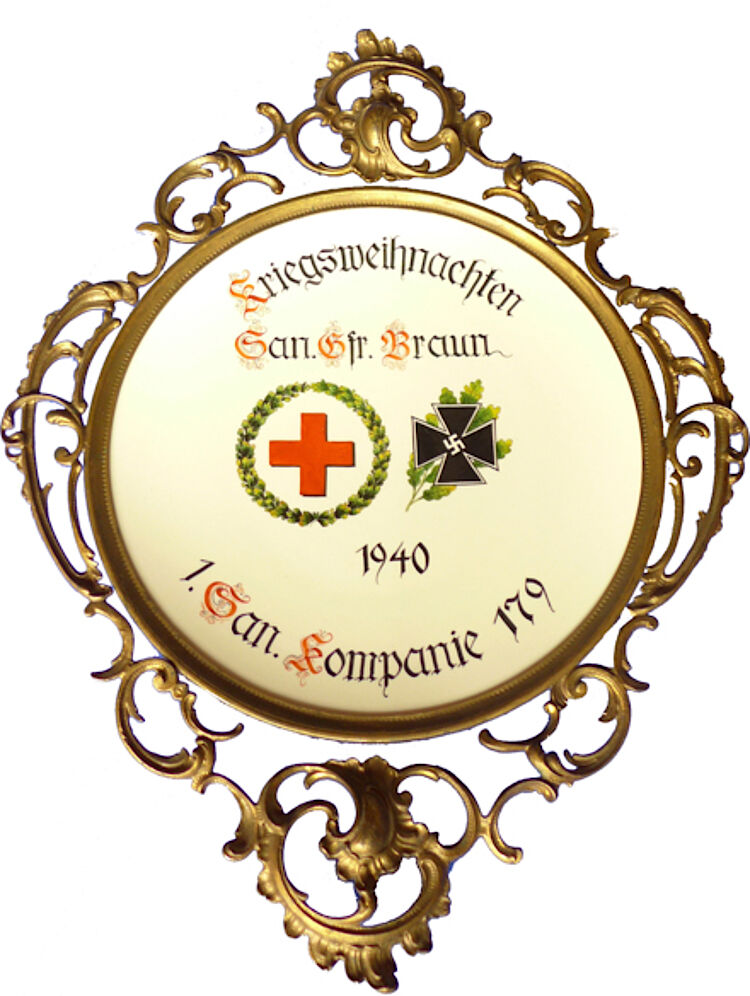 Schmuckteller als Weihnachtsgeschenk für einen Sanitätsgefreiten, ehem. Rotkreuz-Museum Albstadt 