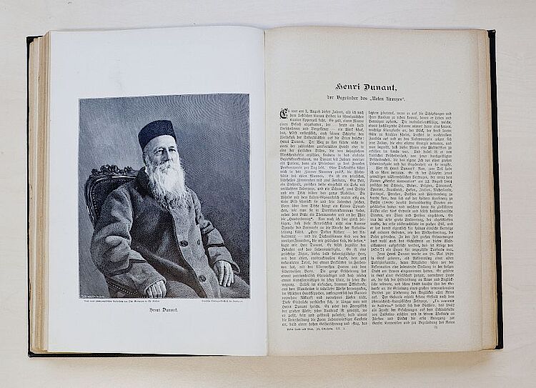 Die illustrierte Wochenzeitschrift &quot;Über Land und Meer&quot; erschien von 1858 bis 1923 in Stuttgart. Sie leitete die späte Wiederentdeckung Henry Dunants ein, Rotkreuz-Museum Luckenwalde