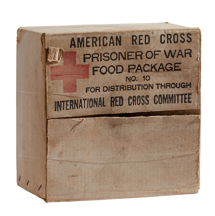 Mit solchen Care-Paketen versorgte das Amerikanische Rote Kreuz auch deutsche Kriegsgefangene, Rotkreuz-Museum Luckenwalde 