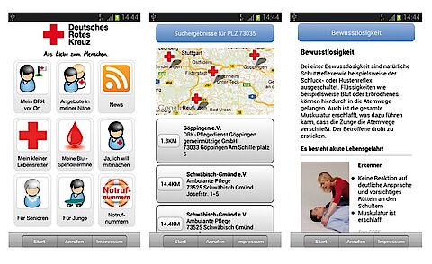 Die Rotkreuz-App macht viele wichtige Informationen sofort verfügbar (DRK)