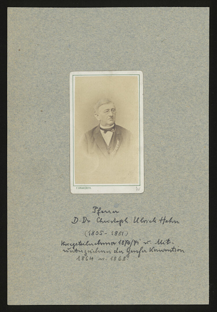 Pfarrer Christoph Ulrich Hahn (1805 - 1881), Mitbegründer des Württembergischen Sanitätsvereins (Württembergische Landesbibliothek)